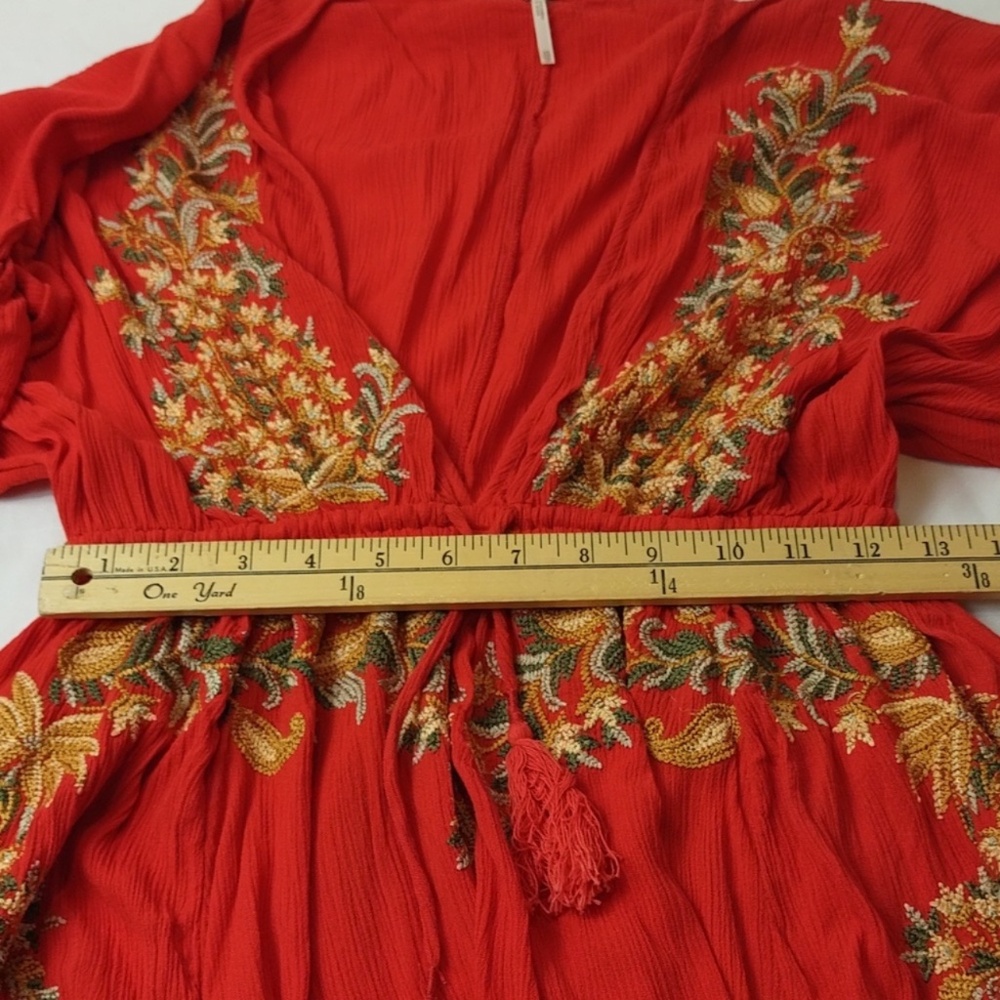 Free People Pretty Pineapple Mini Dress Embroidered Womens XS Red - Picture 9 of 11